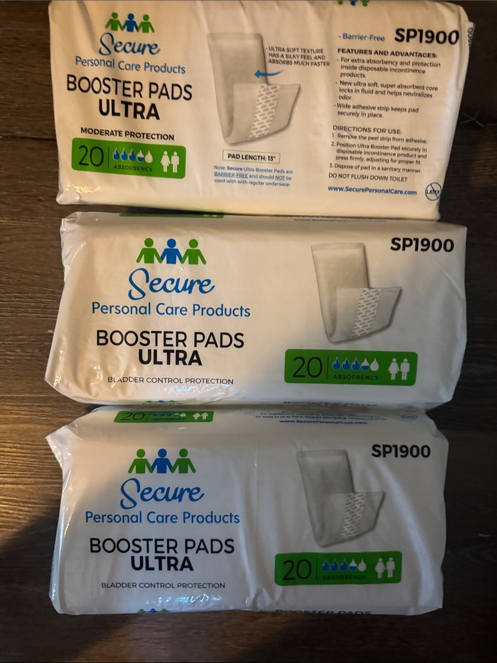 Secure Booster Pads Ultra - 20 Pack (THREE PACK BUNDLE)